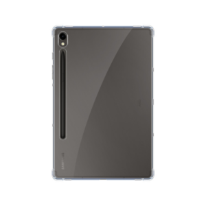 Funki Fox Transparent Case on Samsung Galaxy Tab S9 11-inch showing camera cut-out and S Pen charging groove
